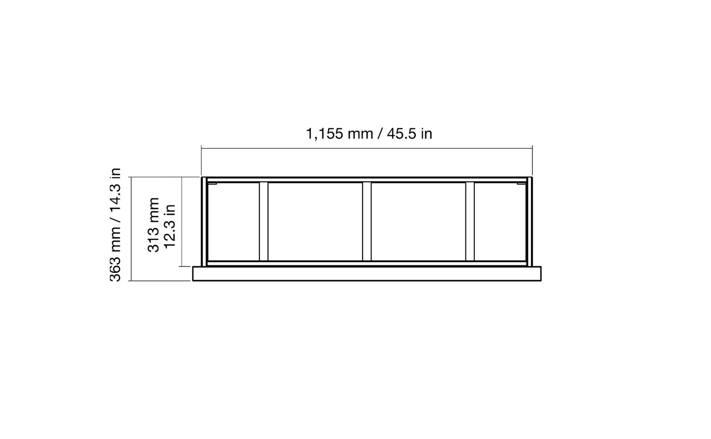 EcoSmart Fire Frame 1000SS Fireplace Insert dimensions drawing
