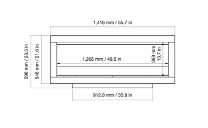 EcoSmart Fire Frame 1200SS Fireplace Insert dimensions drawing
