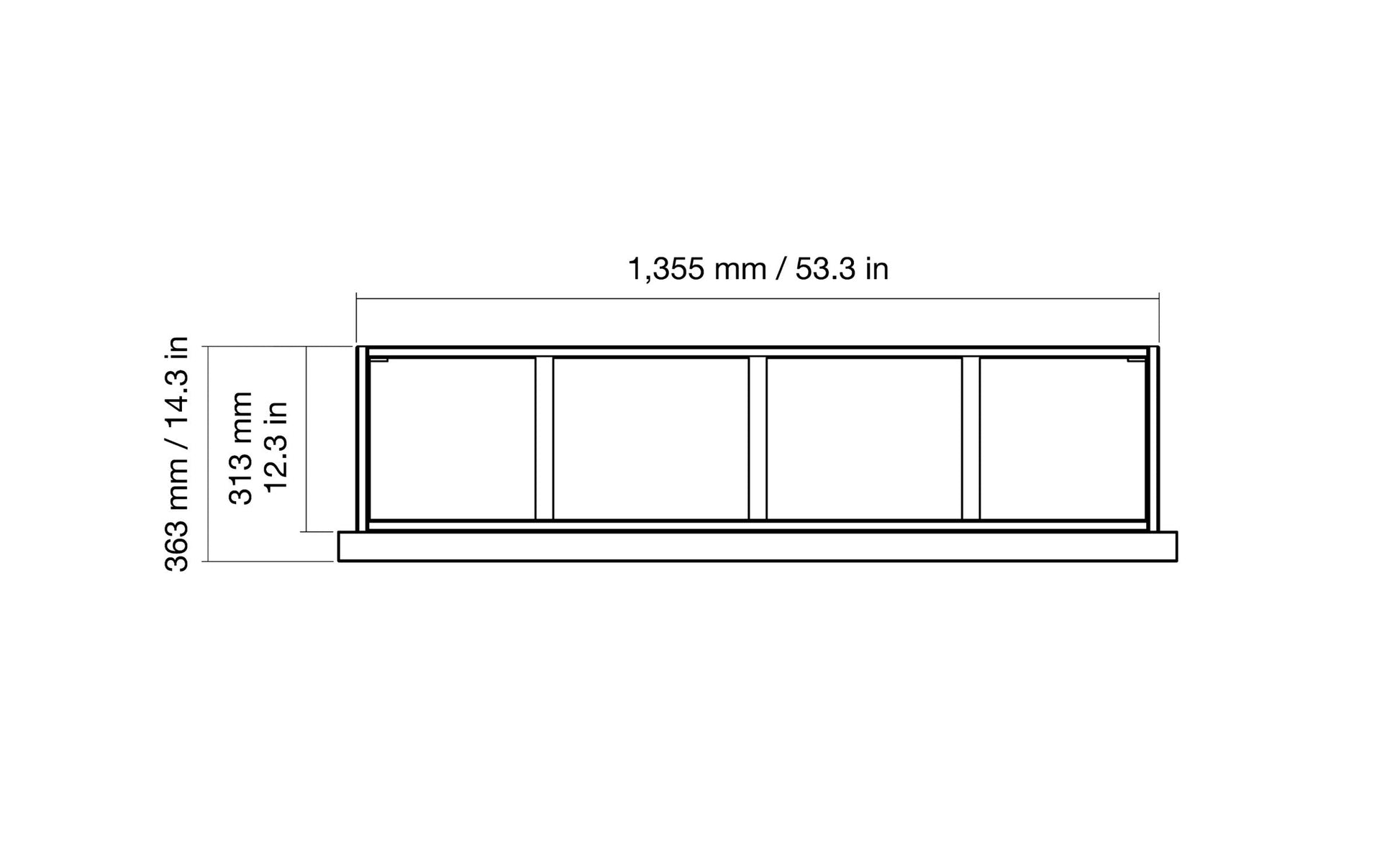 EcoSmart Fire Frame 1200SS Fireplace Insert dimensions drawing