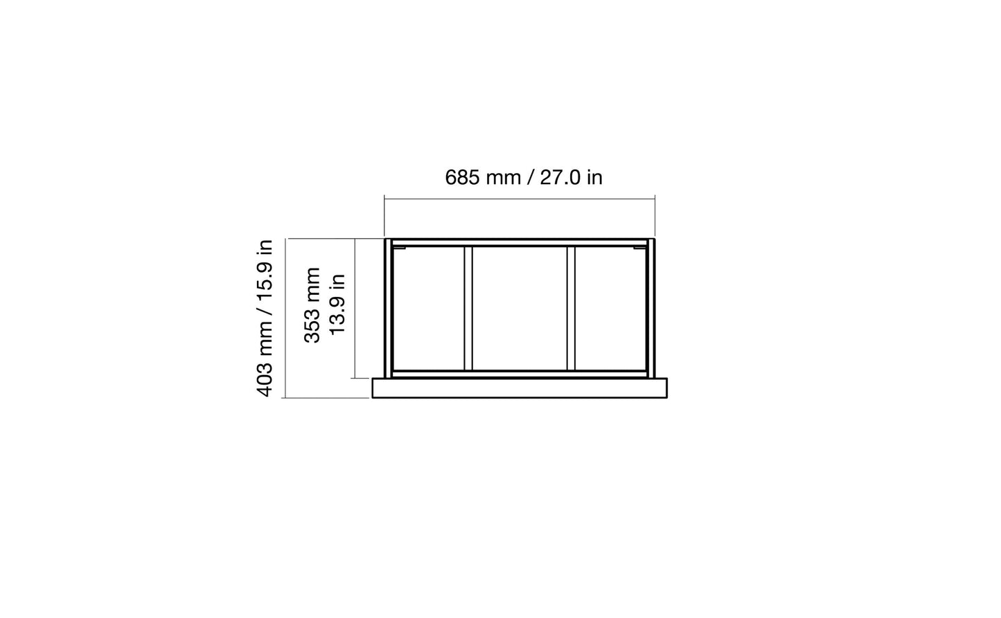 EcoSmart Fire Frame 600SS Fireplace Insert dimensions drawing