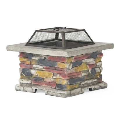 GDF Studio Applachian Square Fire Pit, Stone