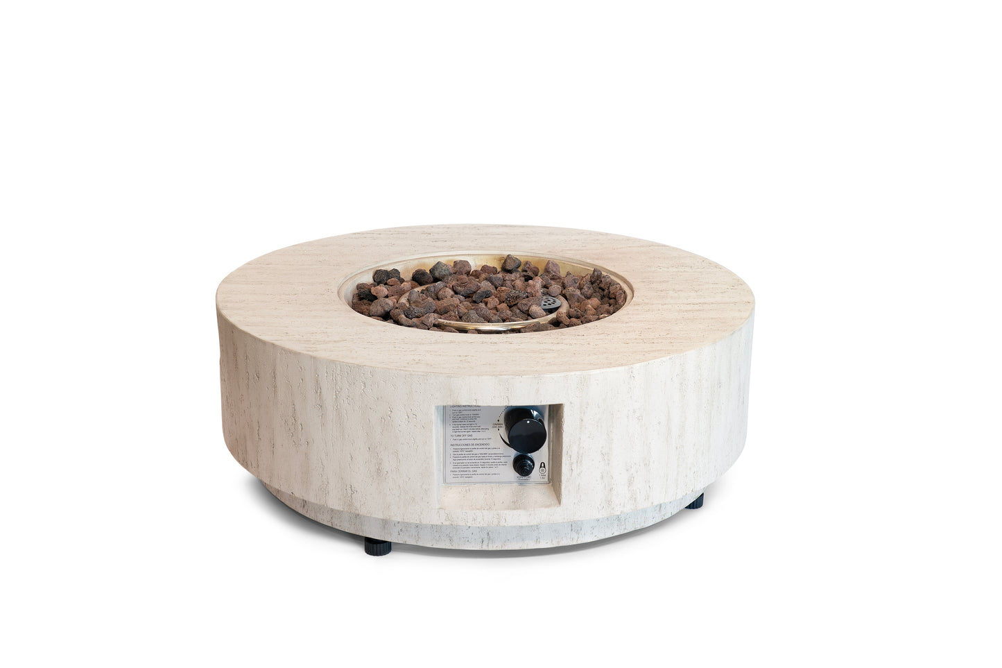Happy Cocooning Estate Round 76 Fire Pit Table Travertine