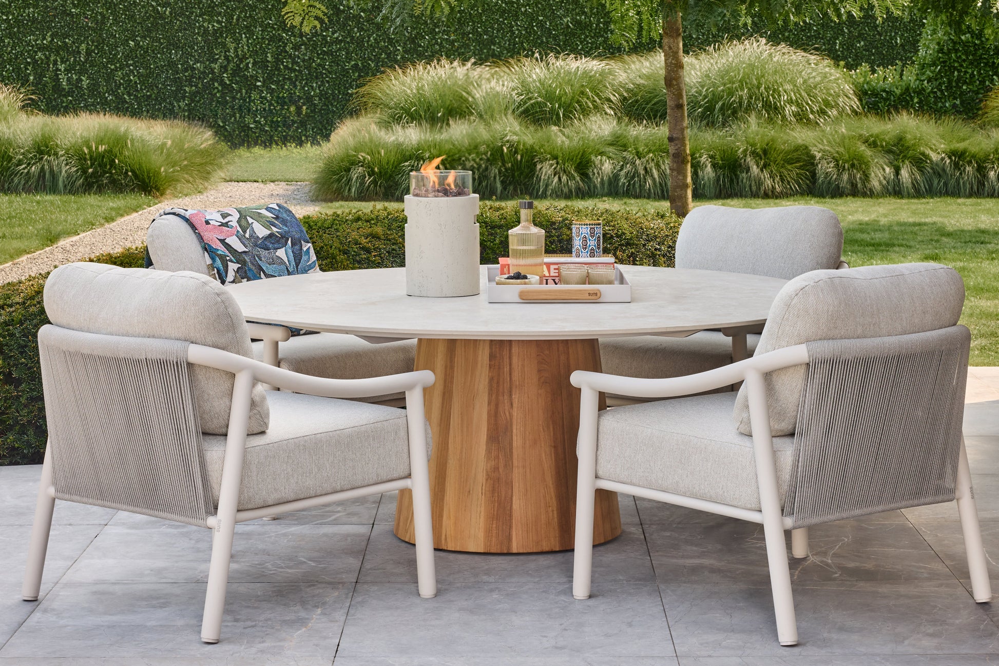 Happy Cocooning Lumi Stone Tabletop Gas Burner | Travertine Finish