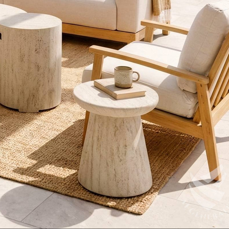 Happy Cocooning Side Table Round Travertine