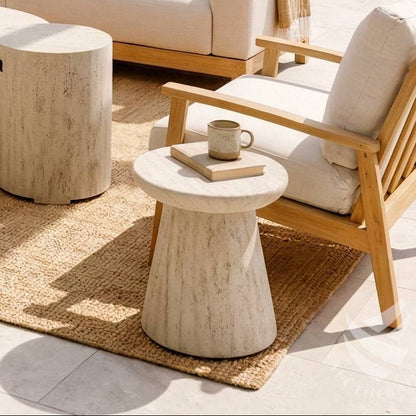 Happy Cocooning Side Table Round Travertine