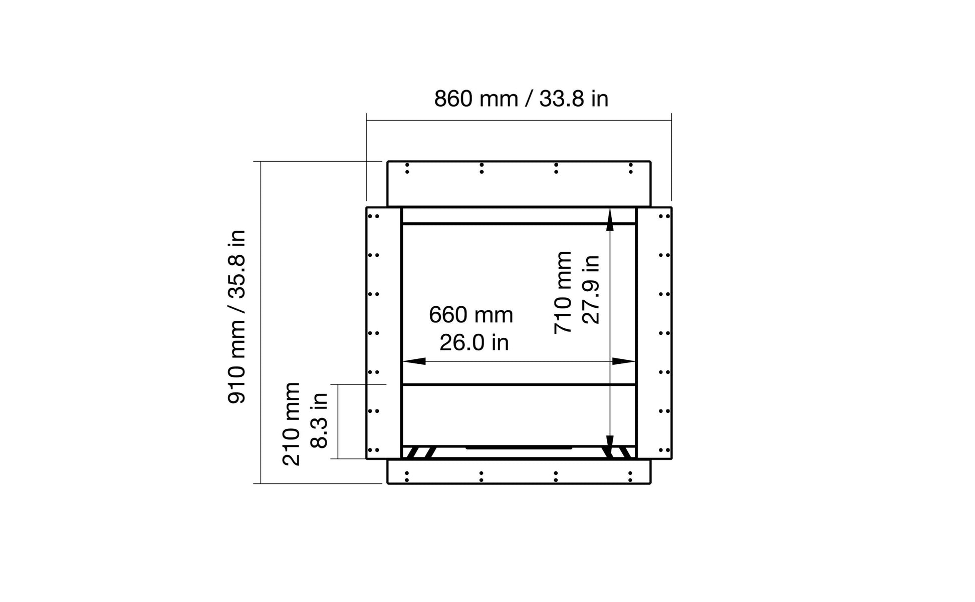 EcoSmart Fire Heritage 26SS Fireplace Insert dimensions drawing