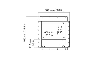 EcoSmart Fire Heritage 26SS Fireplace Insert dimensions drawing