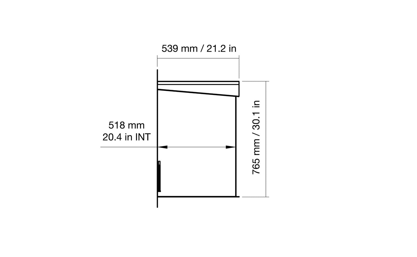 EcoSmart Fire Heritage 26SS Fireplace Insert dimensions drawing