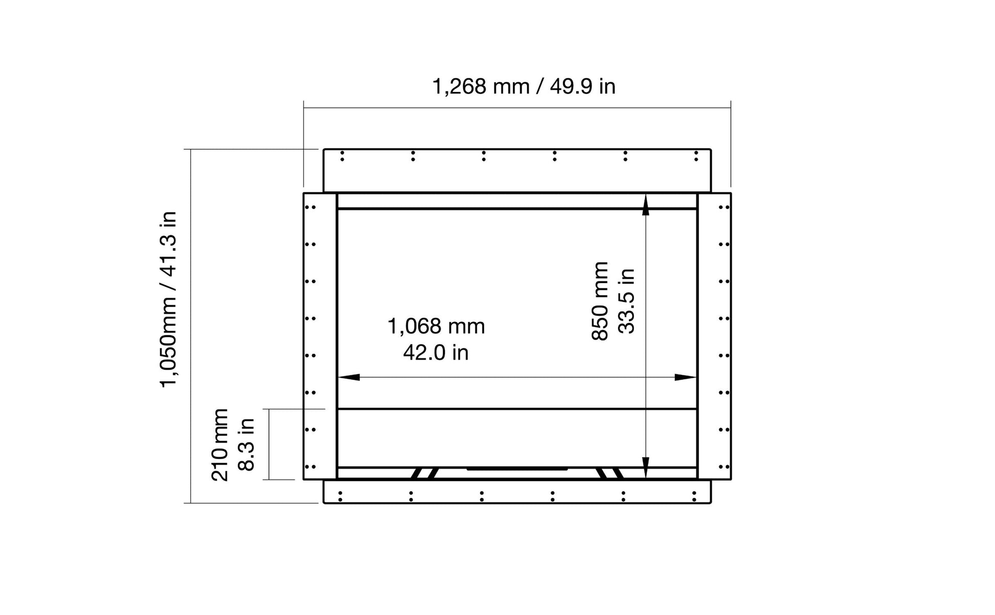 EcoSmart Fire Heritage 42SS Fireplace Insert dimensions drawing