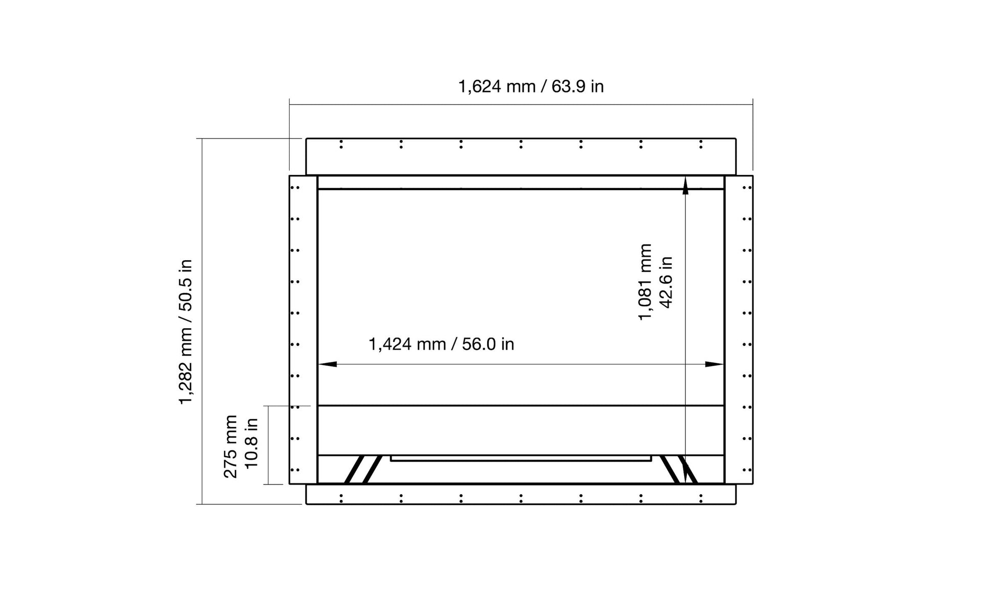 EcoSmart Fire Heritage 56SS Fireplace Insert dimensions drawing