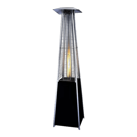 Tahiti II Pyramid Flame Gas Patio Heater | 13kW Heat Output | Silver or Black | Free Weather Cover Black