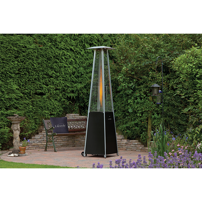 Tahiti II Pyramid Flame Gas Patio Heater | 13kW Heat Output | Silver or Black | Free Weather Cover