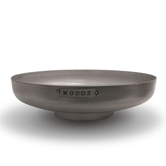 Gray bowl with 'MOODZ' branding on a white background