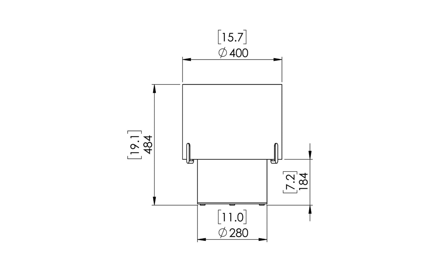 EcoSmart Fire Pillar 3L Designer Fireplace dimensions drawing