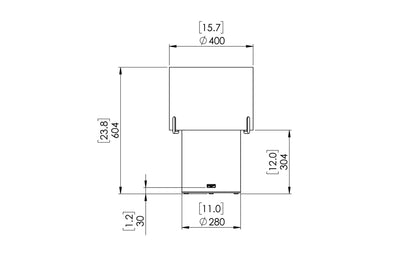 EcoSmart Fire Pillar 3T Designer Fireplace dimensions drawing