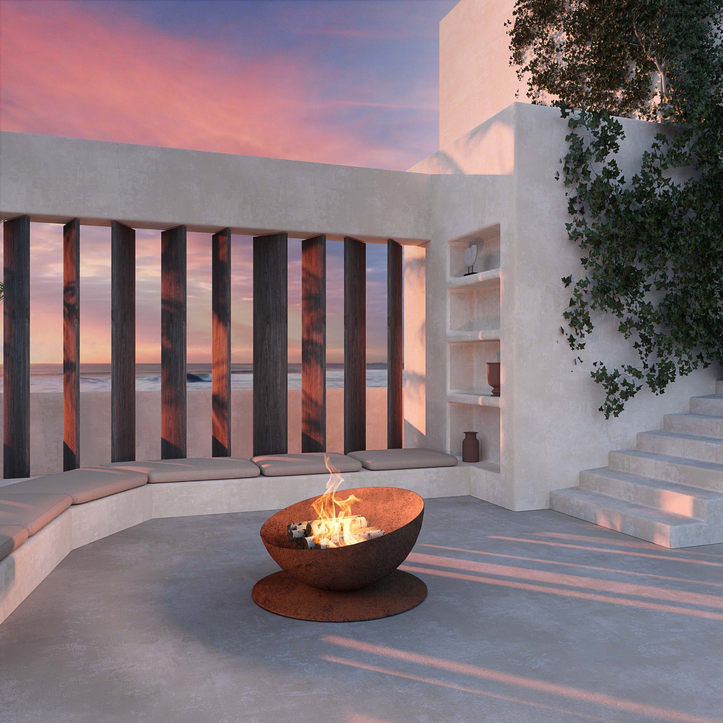 Glamm Fire Solace | Rusted Steel Wood Burning Luxury Firepit