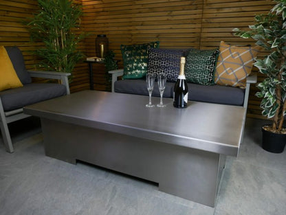 Vulcan Gas Firepit Table | Rectangle | Stainless Steel