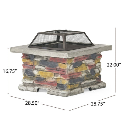 GDF Studio Applachian Square Fire Pit, Stone