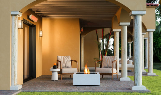 EcoSmart Fire Base 30 Fire Pit Table, 78cm, Concrete or Teak, Indoor and Outdoor, Bioethanol or Gas