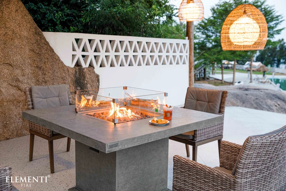 Elementi Birmingham Gas Fire Pit Dining Table | Light Grey