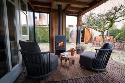 Adezz Stig Outdoor Fireplace With Wood Compartment | Coated or Corten Steel