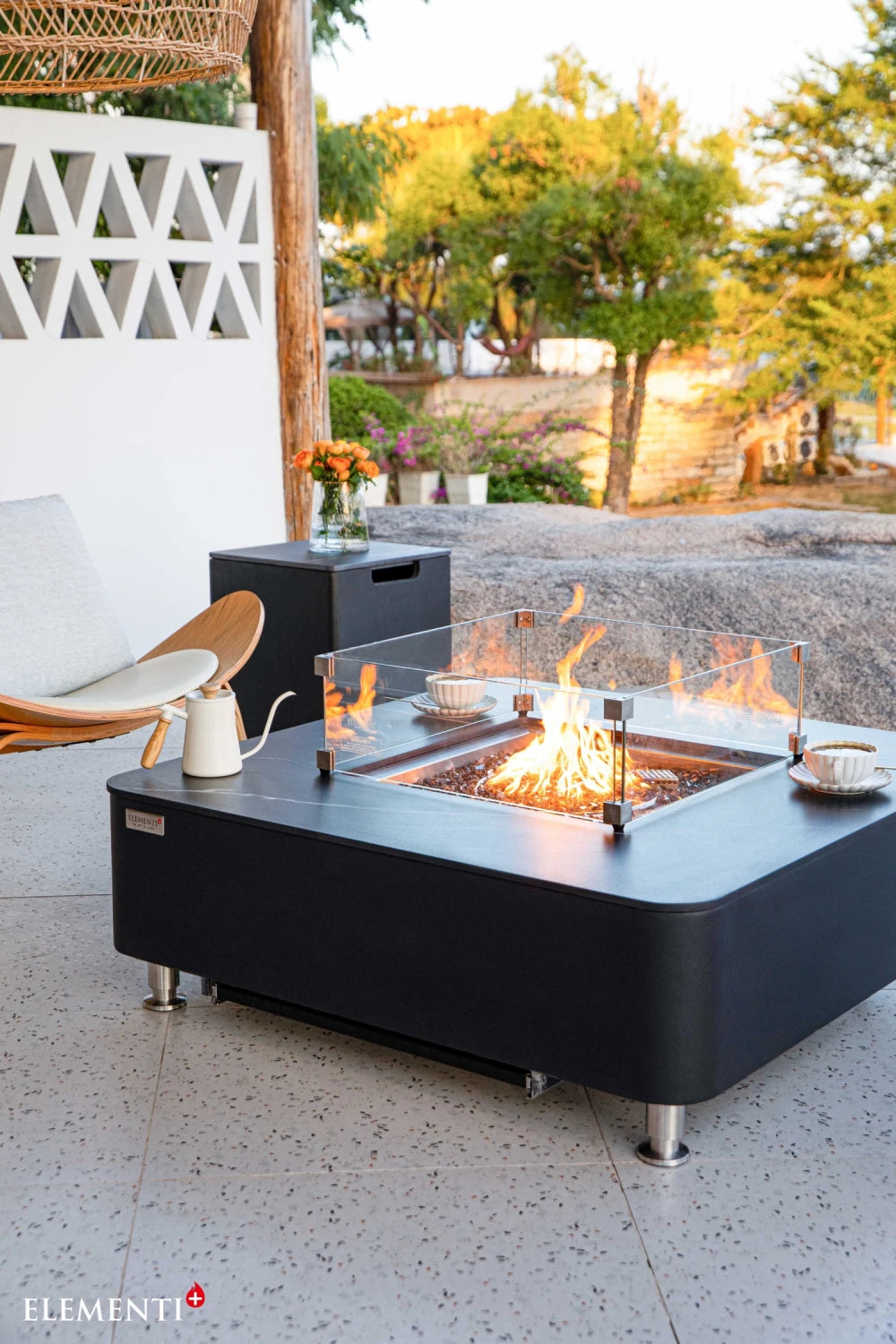 Elementi Copenhagen Porcelain Top Gas Fire Pit Table | Bulgaria Black