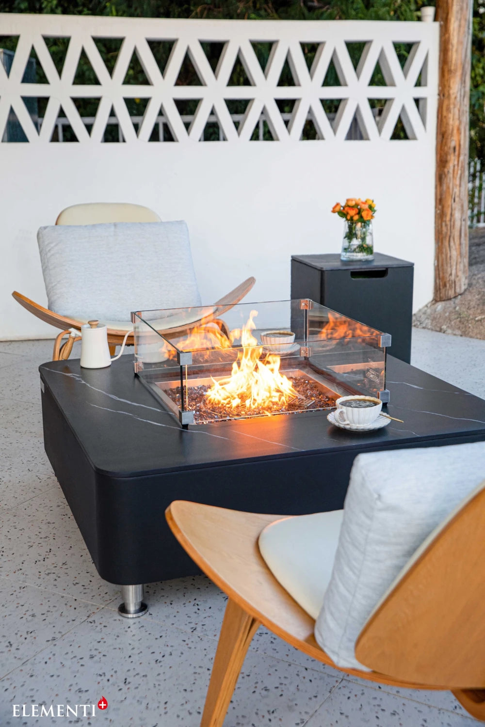 Elementi Copenhagen Porcelain Top Gas Fire Pit Table | Bulgaria Black