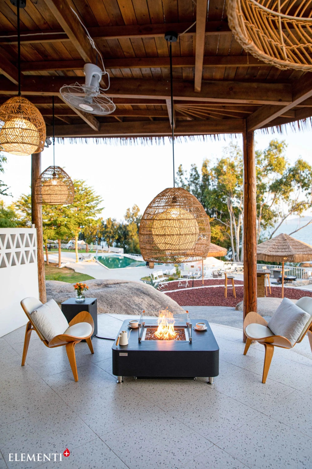 Elementi Copenhagen Porcelain Top Gas Fire Pit Table | Bulgaria Black