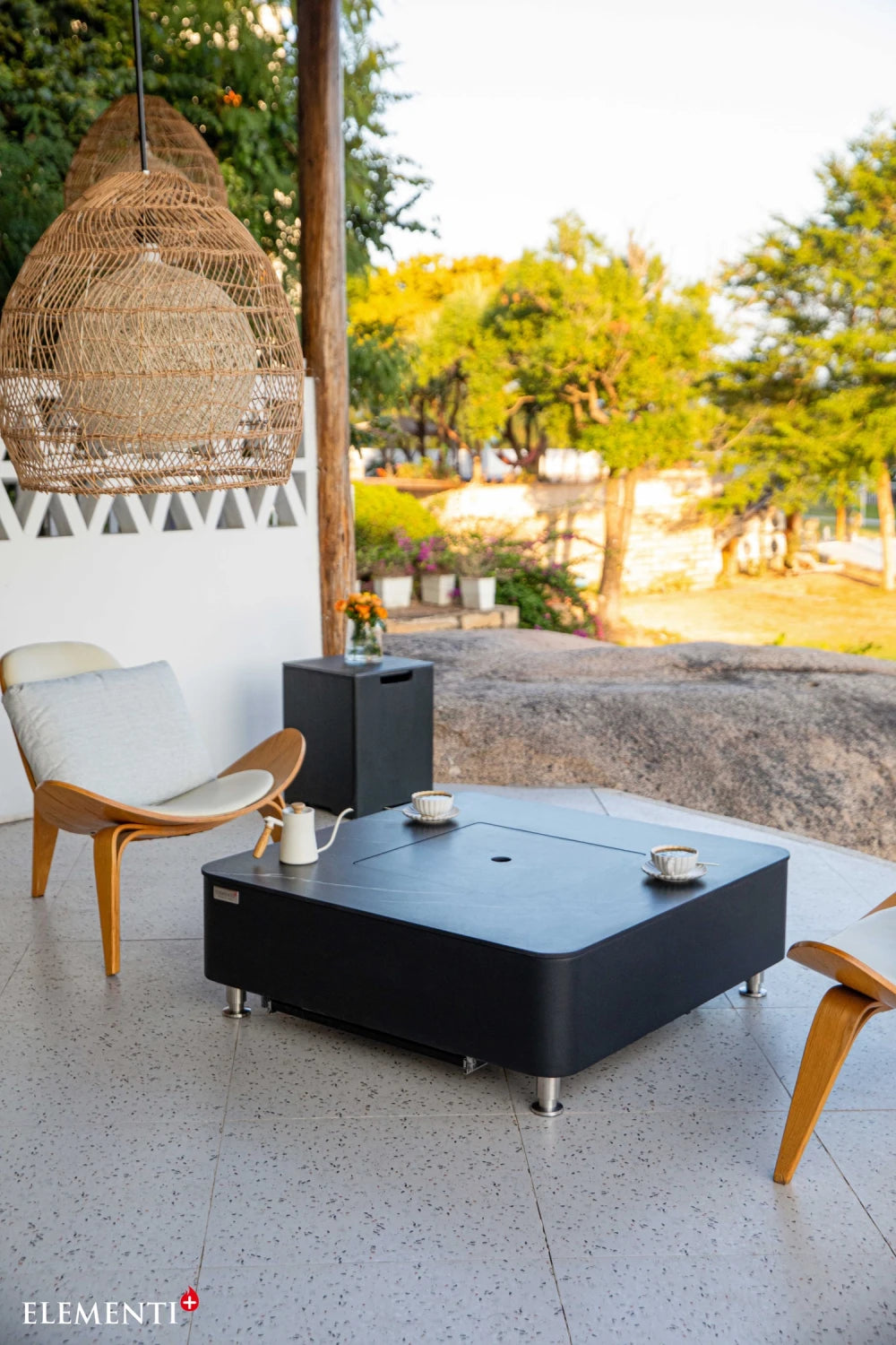 Elementi Copenhagen Porcelain Top Gas Fire Pit Table | Bulgaria Black