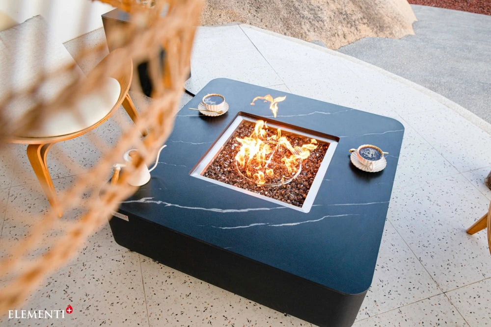 Elementi Copenhagen Porcelain Top Gas Fire Pit Table | Bulgaria Black