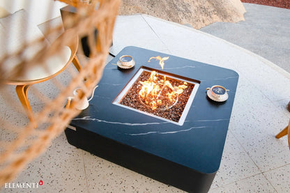 Elementi Copenhagen Porcelain Top Gas Fire Pit Table | Bulgaria Black
