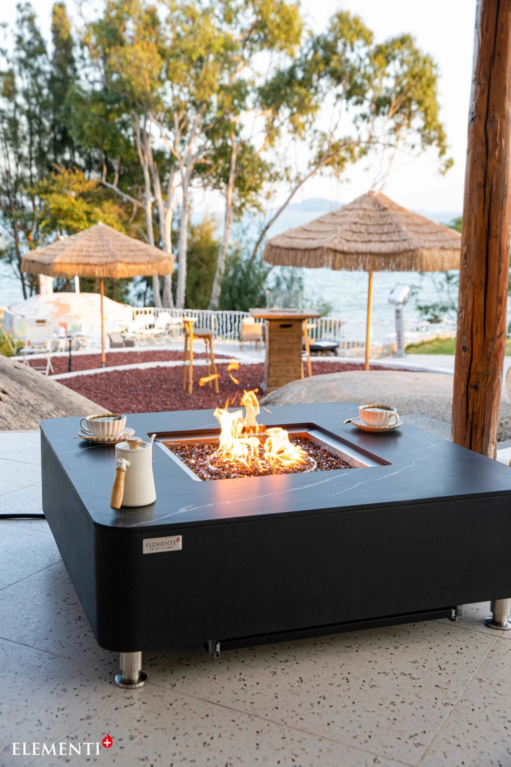 Elementi Copenhagen Porcelain Top Gas Fire Pit Table | Bulgaria Black