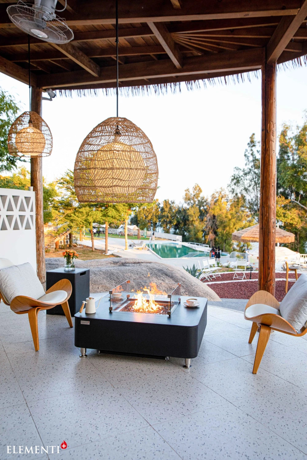 Elementi Copenhagen Porcelain Top Gas Fire Pit Table | Bulgaria Black