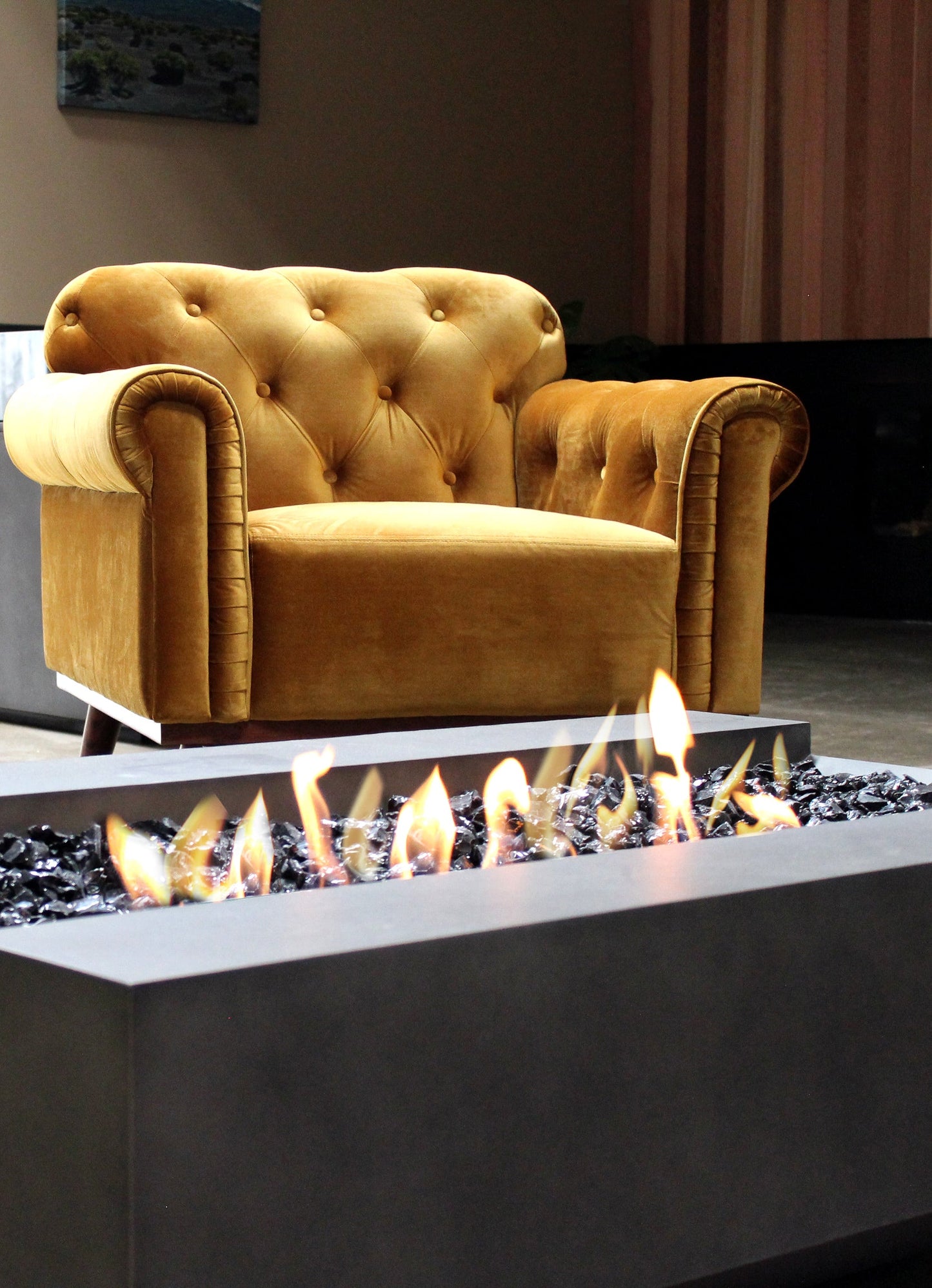 EcoSmart Fire Cosmo 50 Rectangular Fire Pit Table, Concrete or Teak, Bioethanol or Gas