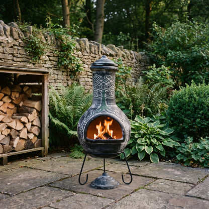 Gardeco Derwyn Celtic Tree Mexican Clay Chimenea, XL