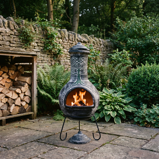 Gardeco Derwyn Celtic Tree Mexican Clay Chimenea, XL