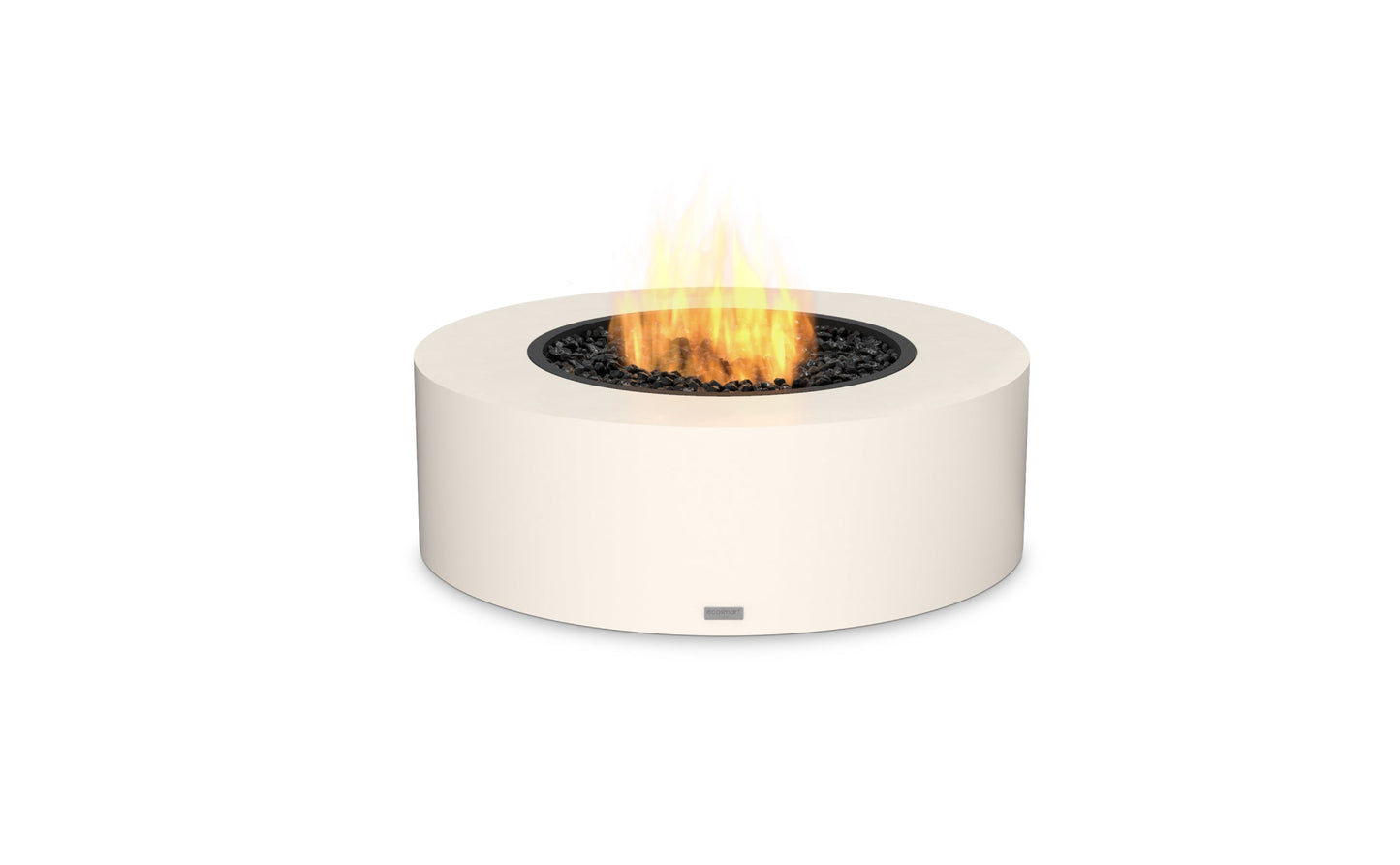 EcoSmart Fire Ark 40 Round Fire Pit Table, 100cm, Concrete or Teak, Indoor and Outdoor, Bioethanol or Gas Bone