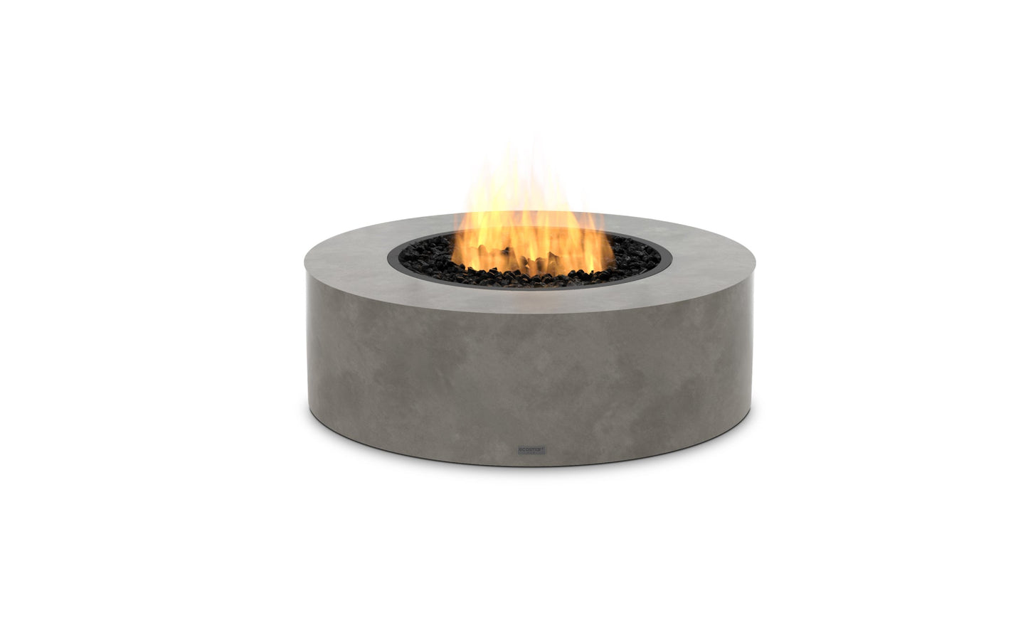 EcoSmart Fire Ark 40 Round Fire Pit Table, 100cm, Concrete or Teak, Indoor and Outdoor, Bioethanol or Gas Natural