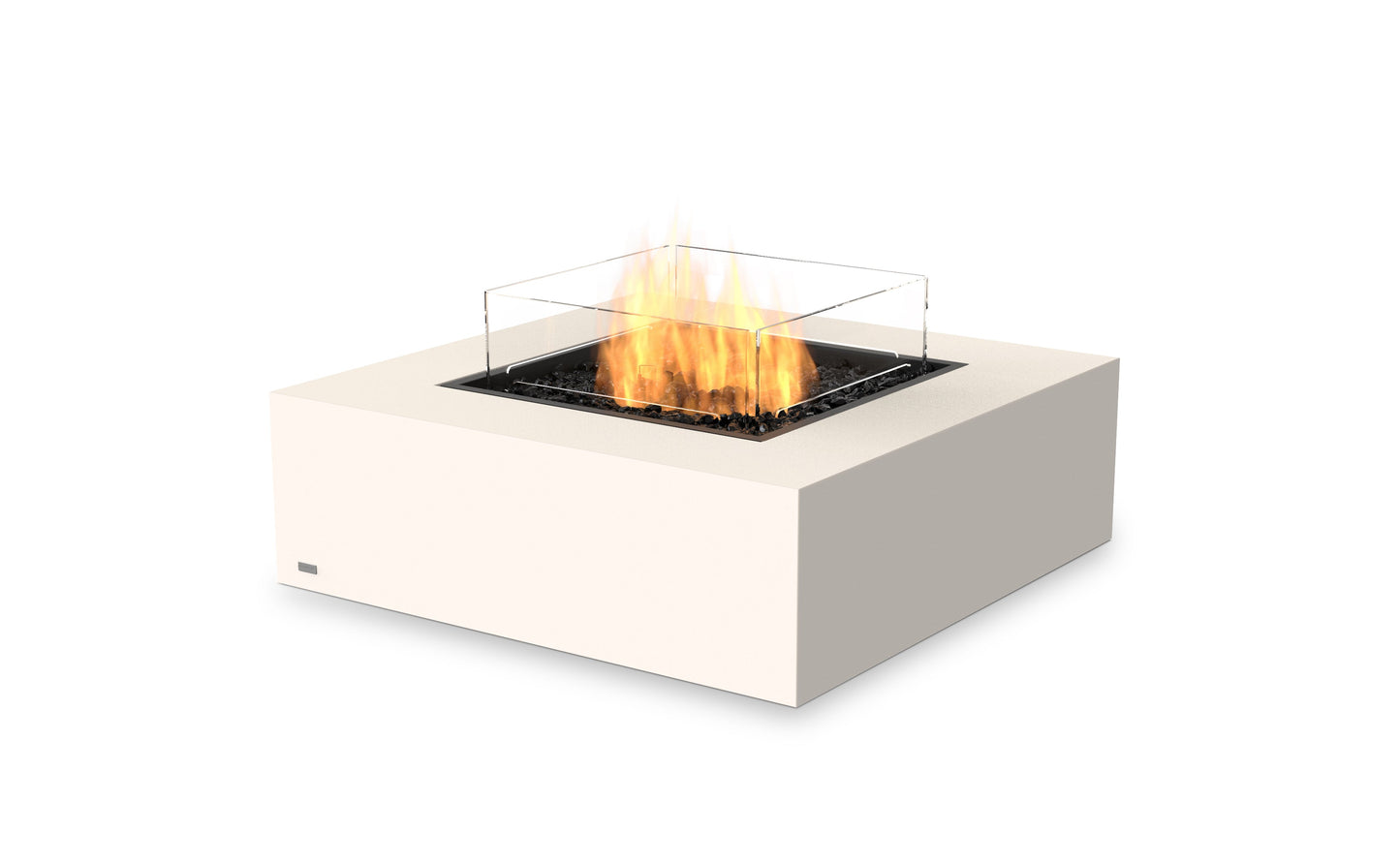 EcoSmart Fire Base 40 Square Fire Pit Table, 100cm, Concrete or Teak, Indoor and Outdoor, Bioethanol or Gas Bone