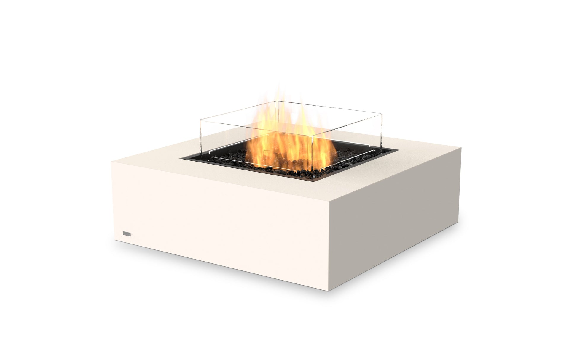 EcoSmart Fire Base 40 Square Fire Pit Table, 100cm, Concrete or Teak, Indoor and Outdoor, Bioethanol or Gas Bone