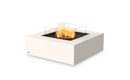 EcoSmart Fire Base 40 Square Fire Pit Table, 100cm, Concrete or Teak, Indoor and Outdoor, Bioethanol or Gas Bone