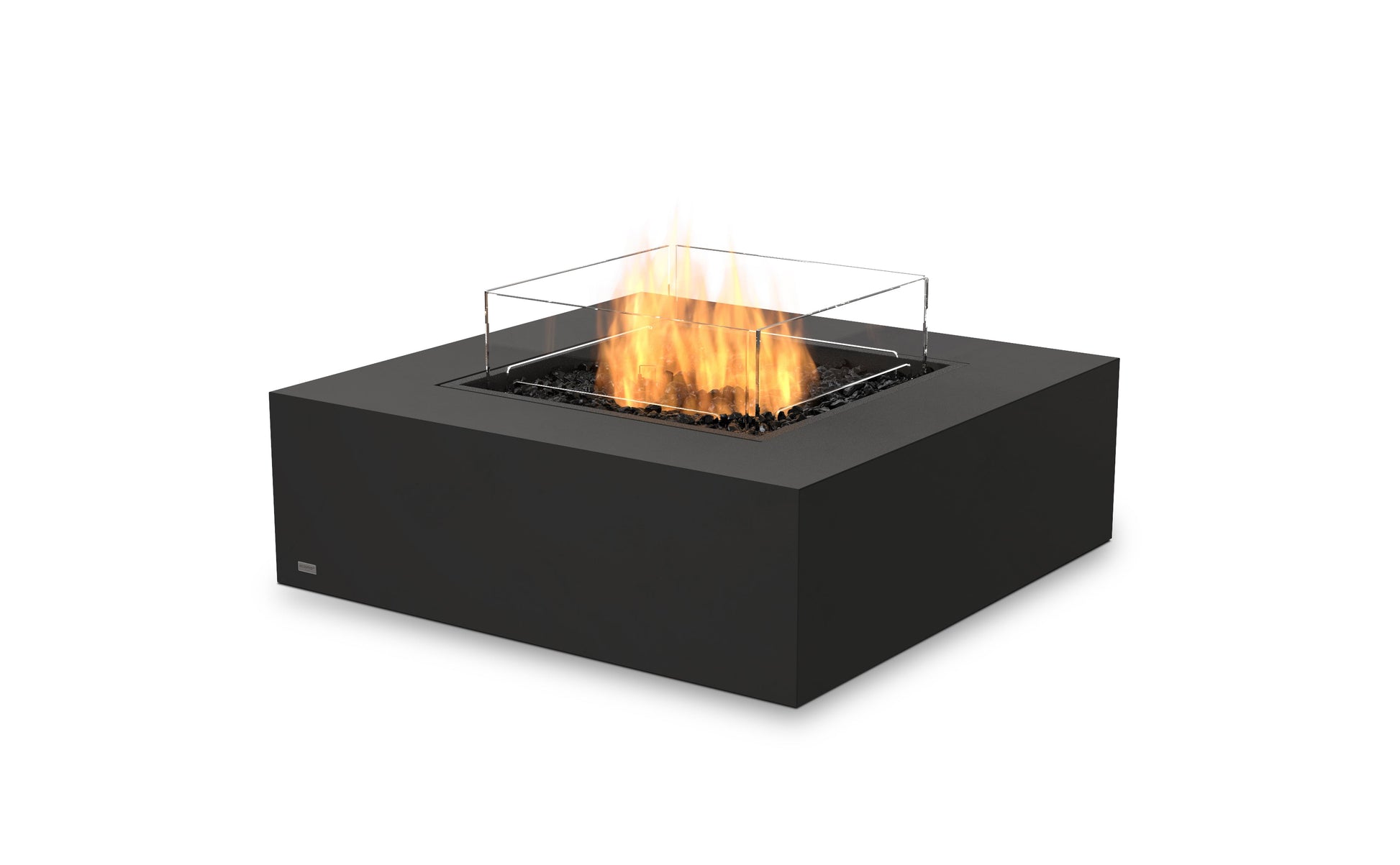 EcoSmart Fire Base 40 Square Fire Pit Table, 100cm, Concrete or Teak, Indoor and Outdoor, Bioethanol or Gas Graphite