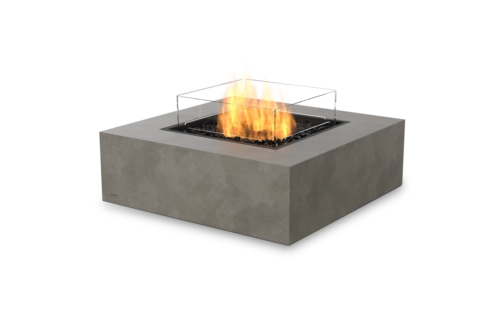 EcoSmart Fire Base 40 Square Fire Pit Table, 100cm, Concrete or Teak, Indoor and Outdoor, Bioethanol or Gas Natural