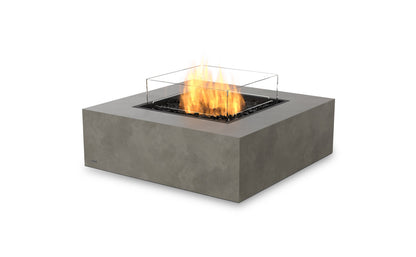EcoSmart Fire Base 40 Square Fire Pit Table, 100cm, Concrete or Teak, Indoor and Outdoor, Bioethanol or Gas Natural