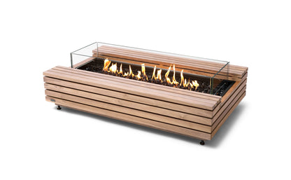 EcoSmart Fire Cosmo 50 Rectangular Fire Pit Table, Concrete or Teak, Bioethanol or Gas Teak