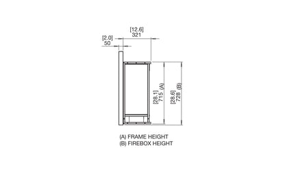 EcoSmart Fire Firebox 1100CV Fireplace Insert dimensions drawing