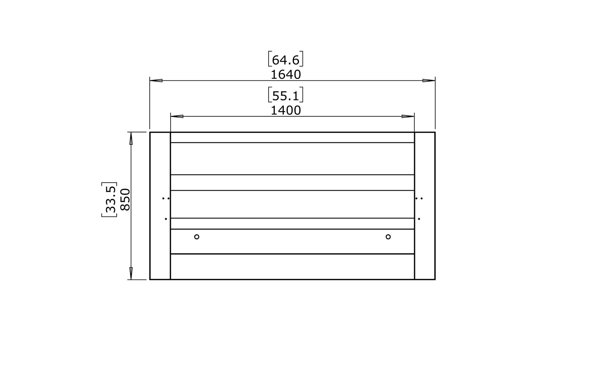 EcoSmart Fire Firebox 1400CV Fireplace Insert dimensions drawing