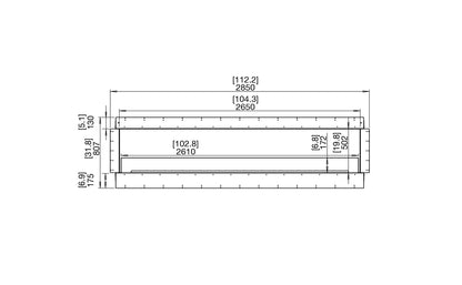 EcoSmart Fire Flex 104SS Fireplace Insert dimensions drawing