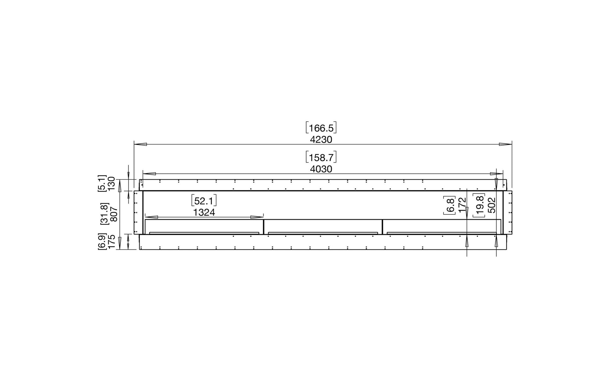 EcoSmart Fire Flex 158SS Fireplace Insert dimensions drawing