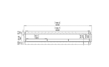 EcoSmart Fire Flex 158SS Fireplace Insert dimensions drawing